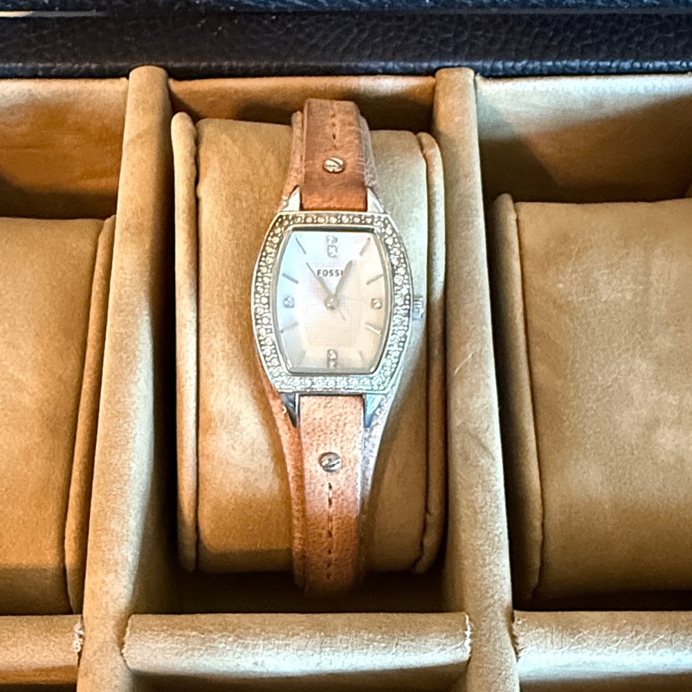 Fossil Women's Brown Leather Watch with Silver Accents
